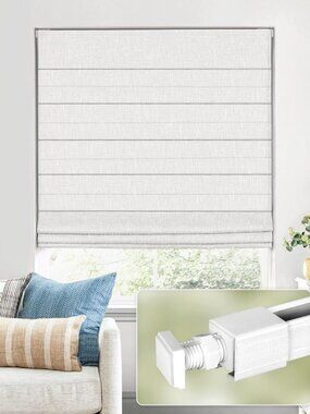 Cordless Room Darkening Roman Shades, No Drill Installation, 24x64 in White
